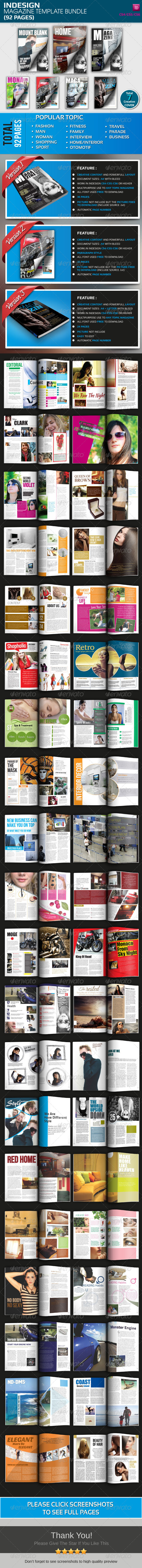 Indesign Magazine Template Bundle (92 Pages) - Magazines Print Templates