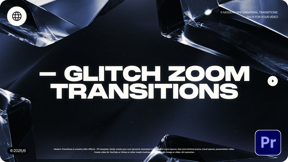 Glitch Zoom Transitions Premiere Pro template preview