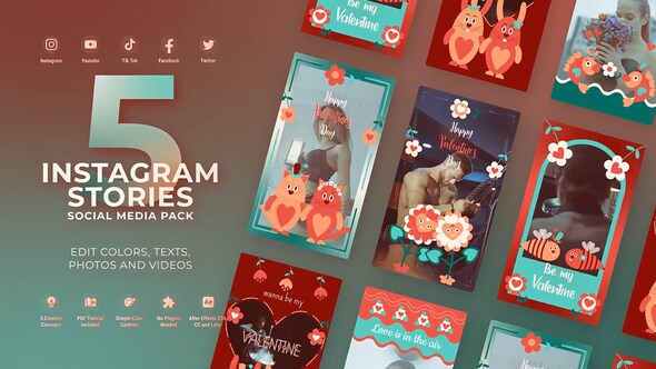 Valentines Day Vertical Instagram MOGRT Premiere Pro Premiere Pro template preview
