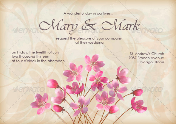 Floral Decorative Wedding or Invitation Design - Weddings Seasons/Holidays