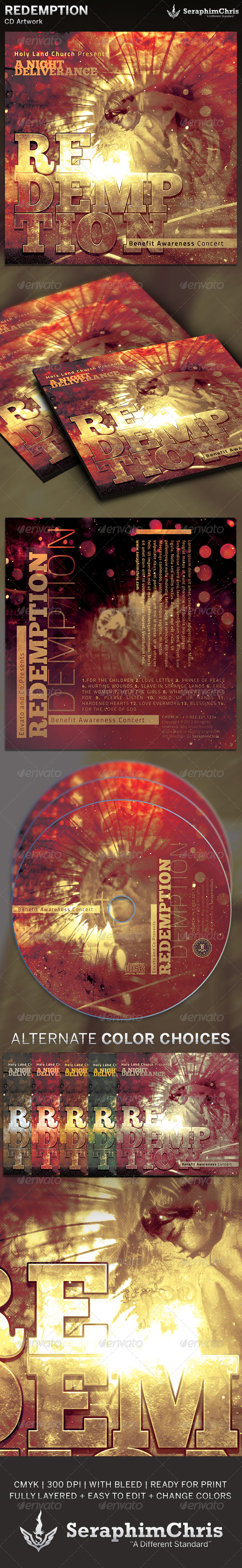 Redemption Benefit Concert: CD Artwork Template - CD & DVD Artwork Print Templates