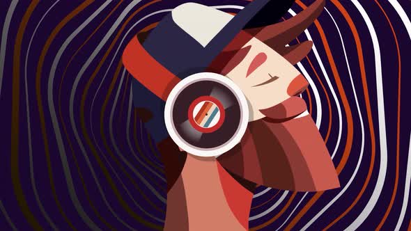 Bearded hipster listening to music alt