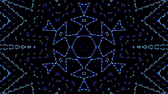 light wave abstract dots set blue color kaleidoscope black background alt
