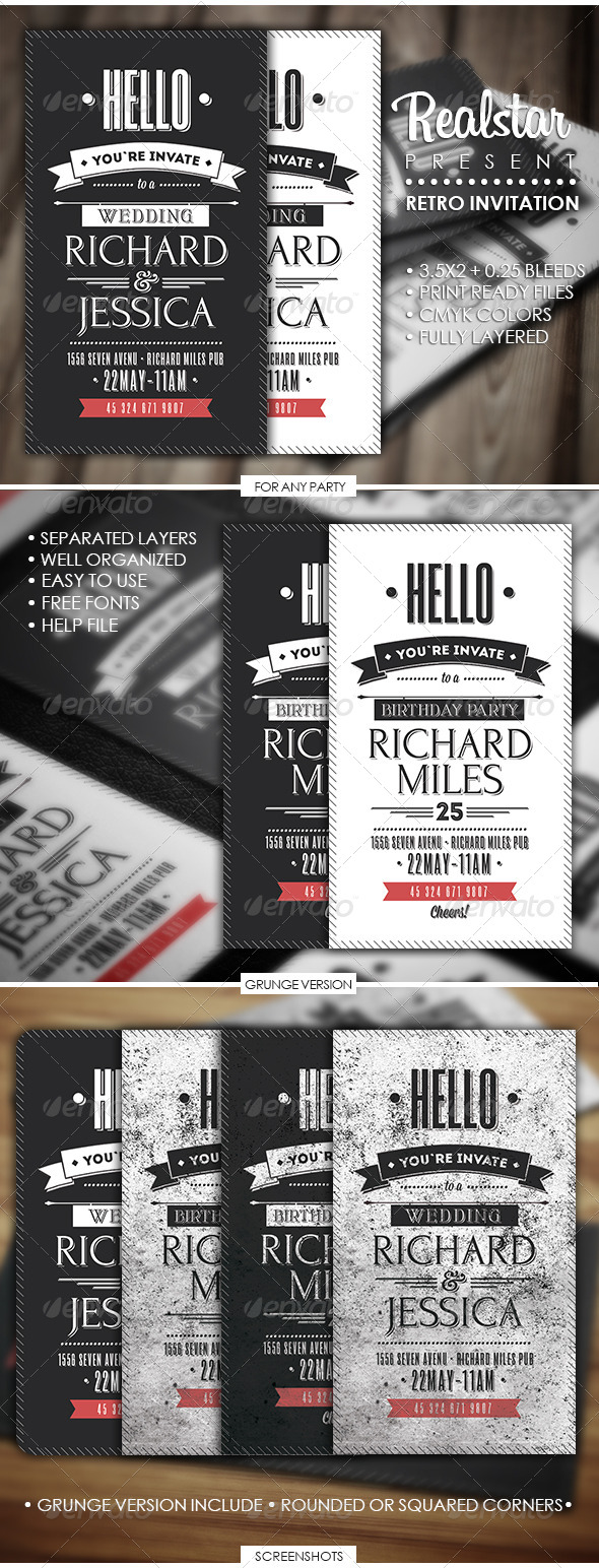 Retro Invitation by Realstar | GraphicRiver