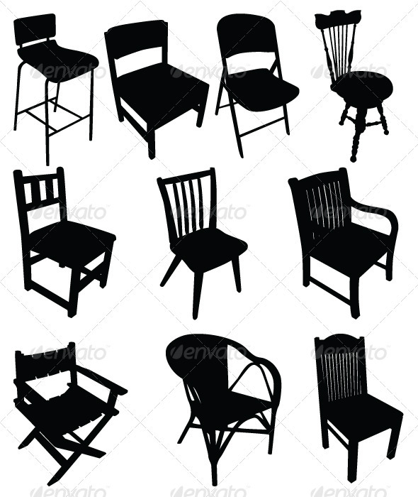 Chairs Silhouettes Vector Set - Man-made Objects Objects