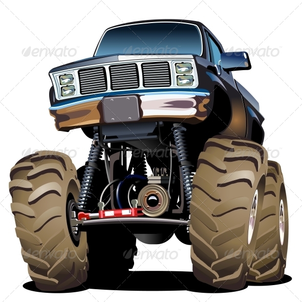 Cartoon Monster Truck - Man-made Objects Objects