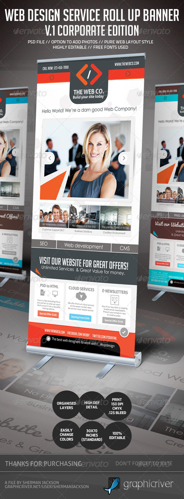 Web Design Service Roll Up Banner Signage - 1 - Signage Print Templates