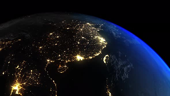 Earth Night To Day Asia