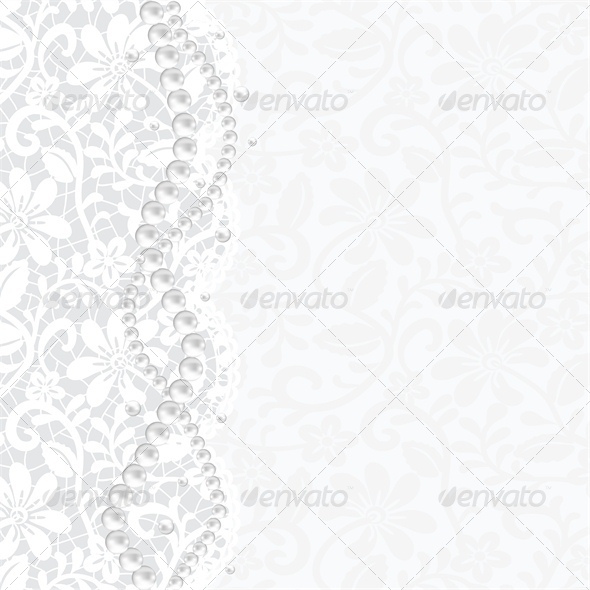 Wedding, Invitation or Greeting Card with Lace - Backgrounds Decorative