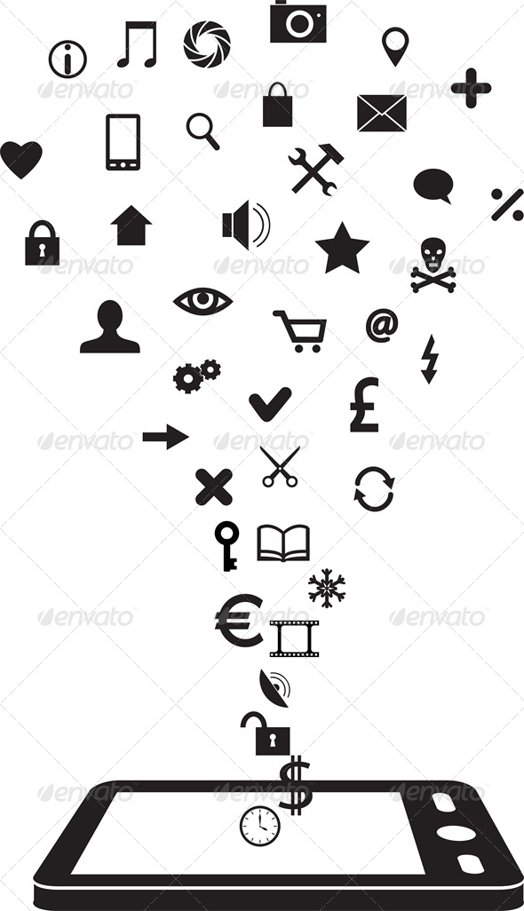 Mobile Phone and Icons - Communications Technology
