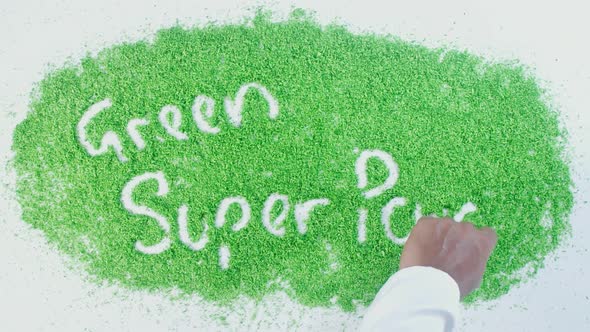 Hand Writes On Green Green Super Powder