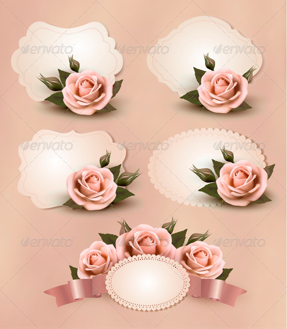 Greeting Cards with Pink Roses Collection - Retro Technology