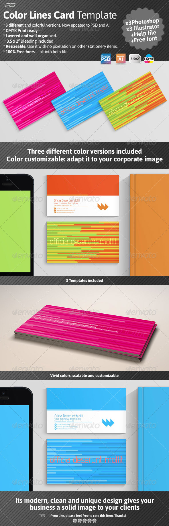 Color Lines Card Template - Creative Business Cards