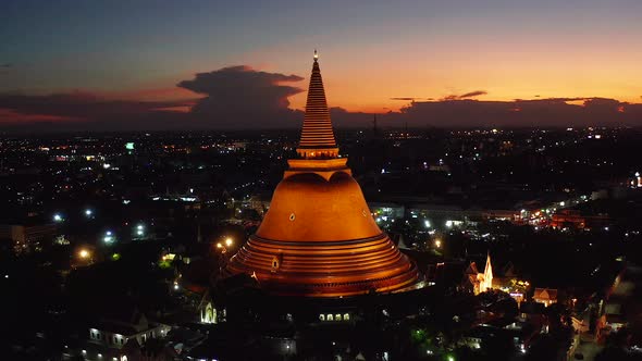 Aerial View of Phra Pathom Chedi Biggest Stupa in Nakhon Pathom Thailand alt