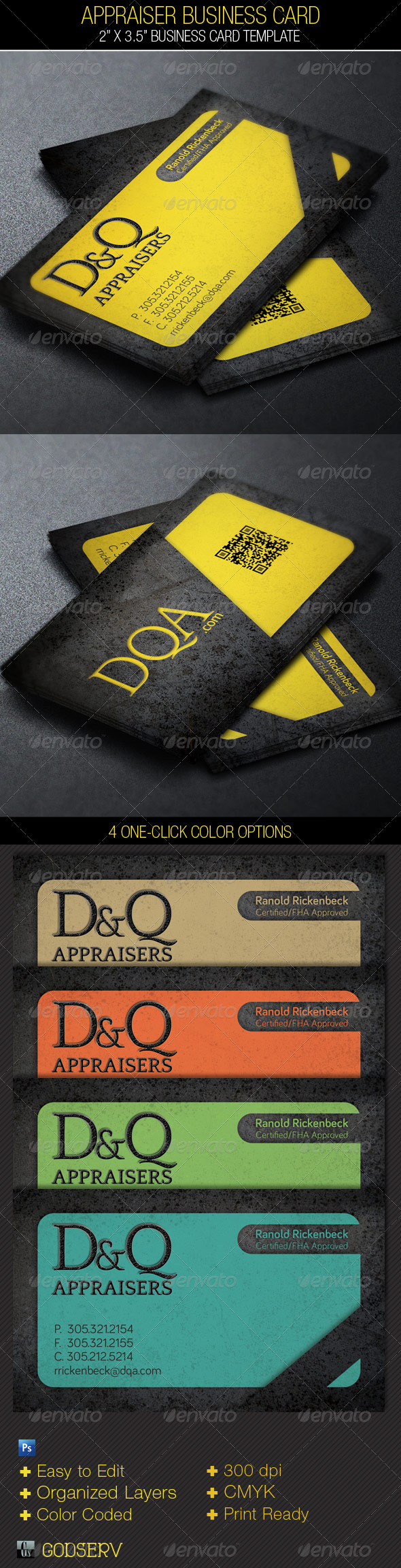 Appraiser Business Card Template - Industry Specific Business Cards