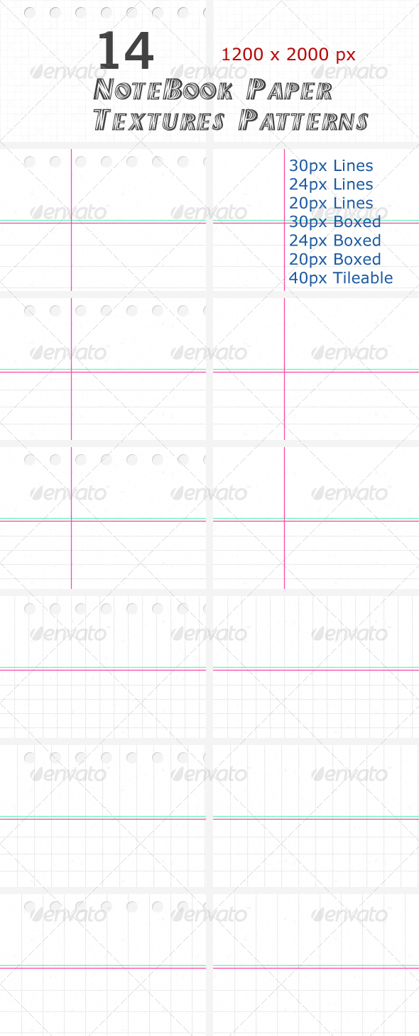 14 NoteBook Paper Textures Patterns - Paper Textures
