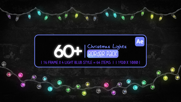 Christmas Border Lights Pack Elements template preview