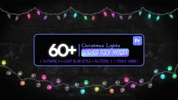 Christmas Border Lights Pack Mogrt Premiere Pro template preview