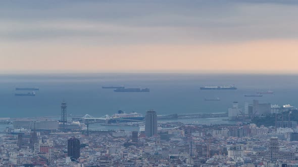 Panorama of Barcelona Timelapse, Spain, Viewed From the Bunkers of Carmel alt
