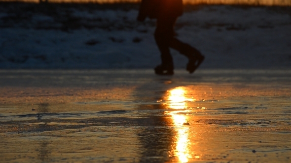 Ice Skater in Sunset 2