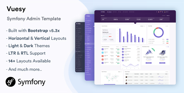 Vuesy - Symfony Admin & Dashboard Template