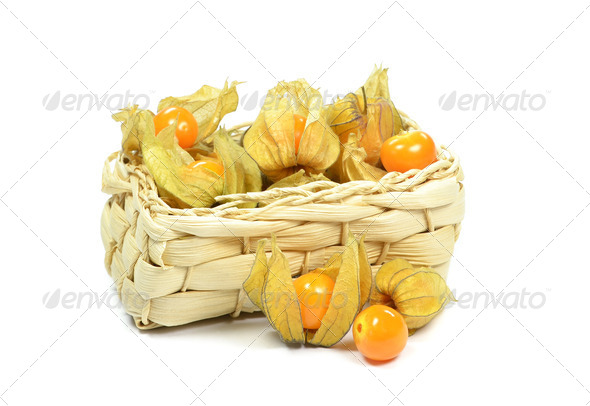 Physalis Fruit in a Basket - Stock Photo - Images