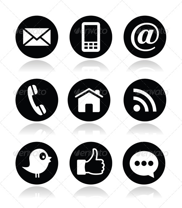 Contact, Web, Blog and Social Media Round Icons - by RedKoala