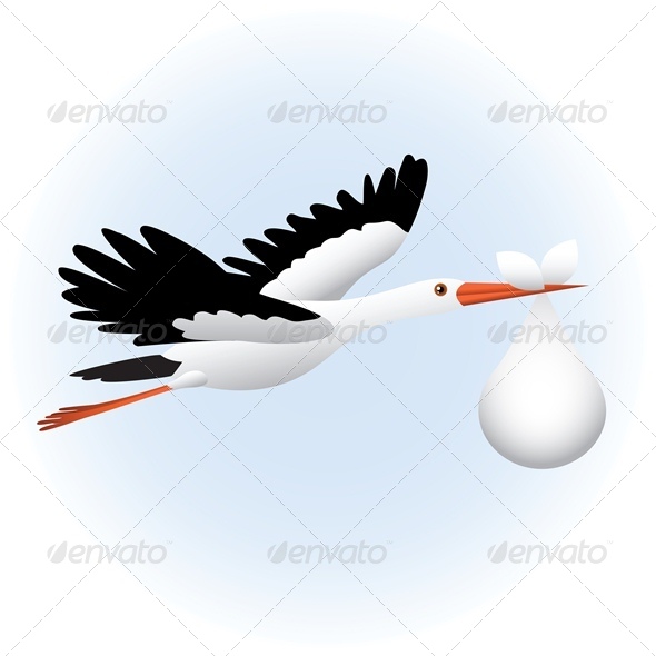 Flying Stork with Baby - Animals Characters