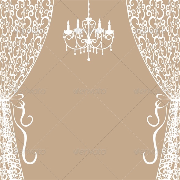 Chandelier and Curtains - Man-made Objects Objects