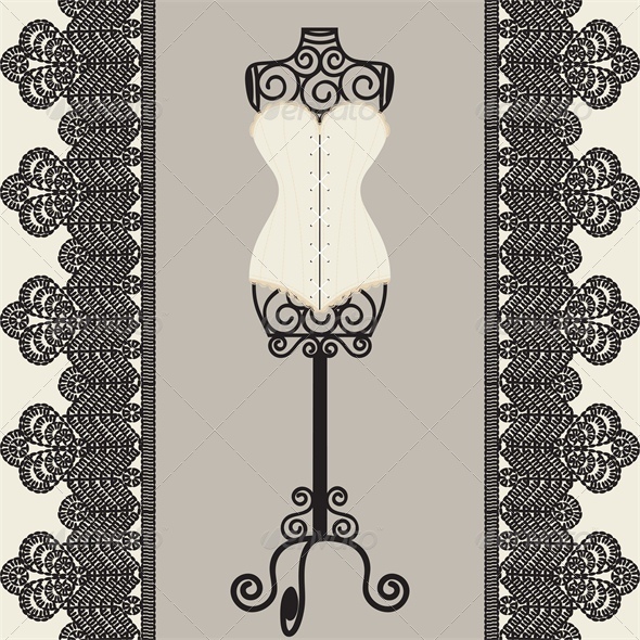 Vintage Card with Corset - Man-made Objects Objects