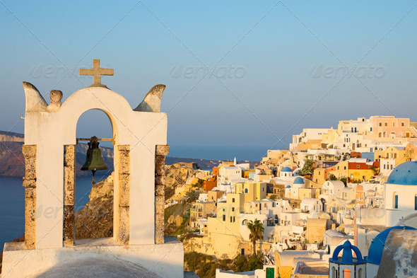 Oia in the morning sun - Stock Photo - Images
