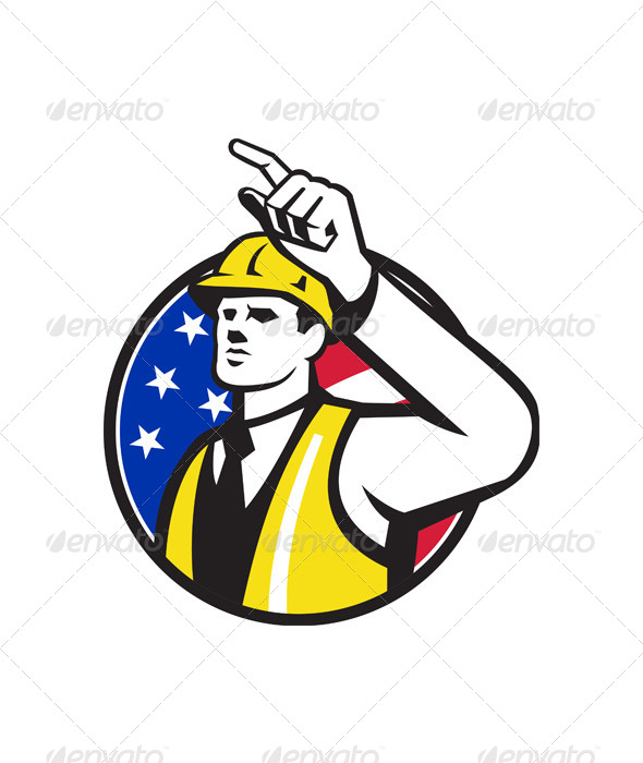 Builder Construction Worker Engineer Pointing - People Characters