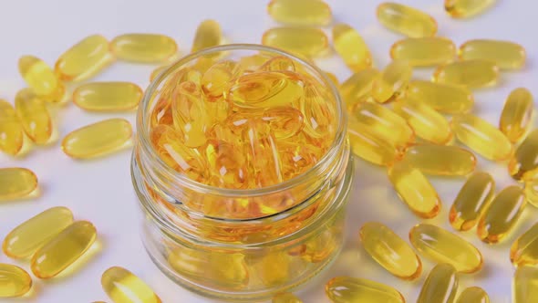 Omega Fish Oil Dietary Supplement in Jar 