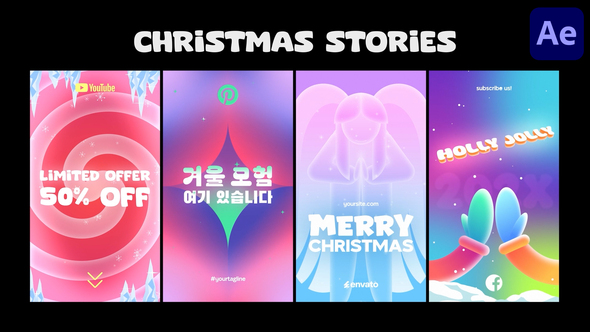 Christmas Typography Stories | After Effects Openers template preview