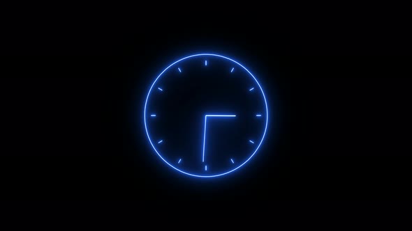 Blue Neon Clock Isolated Animation, Motion Graphics | VideoHive