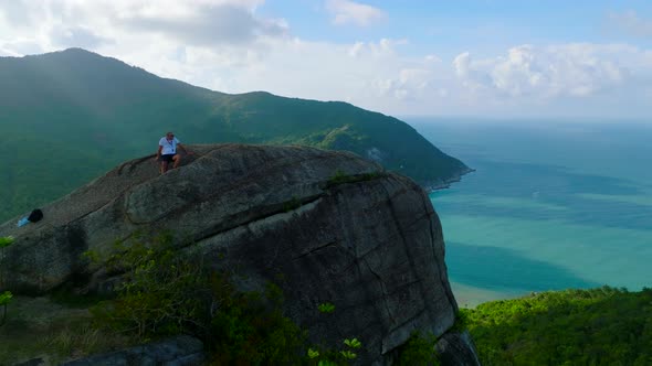 Aerial View of Bottle Beach and Viewpoint in Koh Phangan Thailand alt