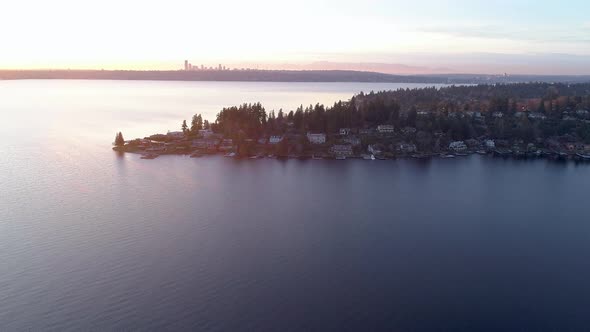 Bellevue Seattle Aerial View Lake Washington Landscape Skyline alt