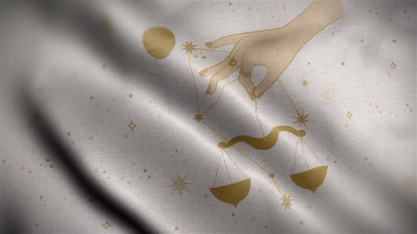 Libra Zodiac Horoscope Video Flag Textured Background Close Up HD