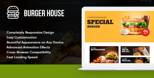 Burger House - Fast Food & Restaurant One Page HTML Template