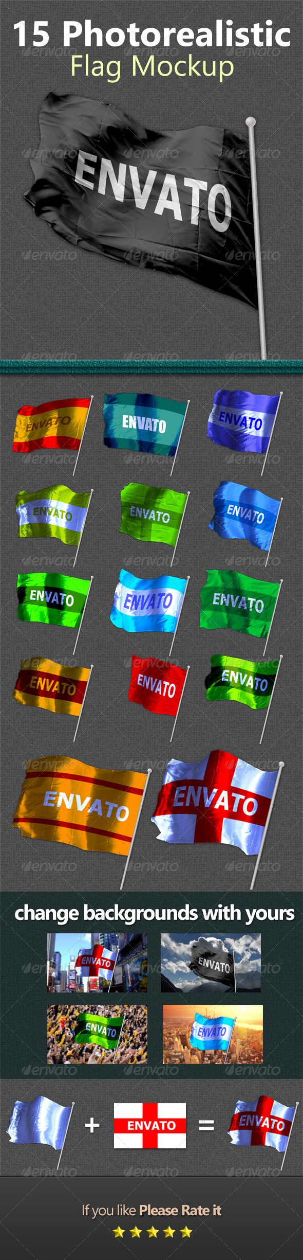 15 Photorealistic Flag Mockups - Miscellaneous Product Mock-Ups