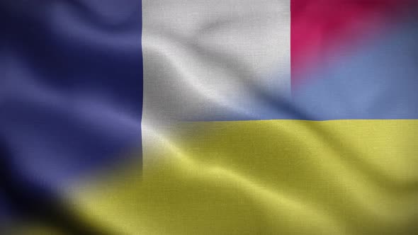 Ukraine France Flag Loop Background 4K
