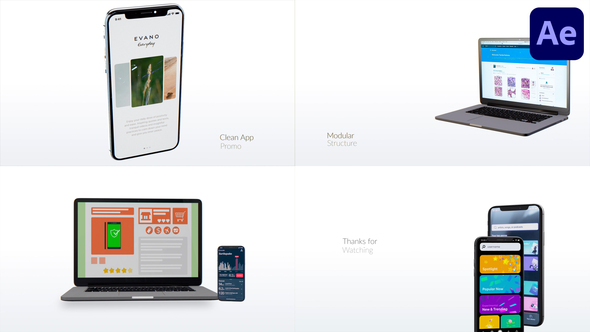 Clean App Promo for After Effects Product Promo template preview