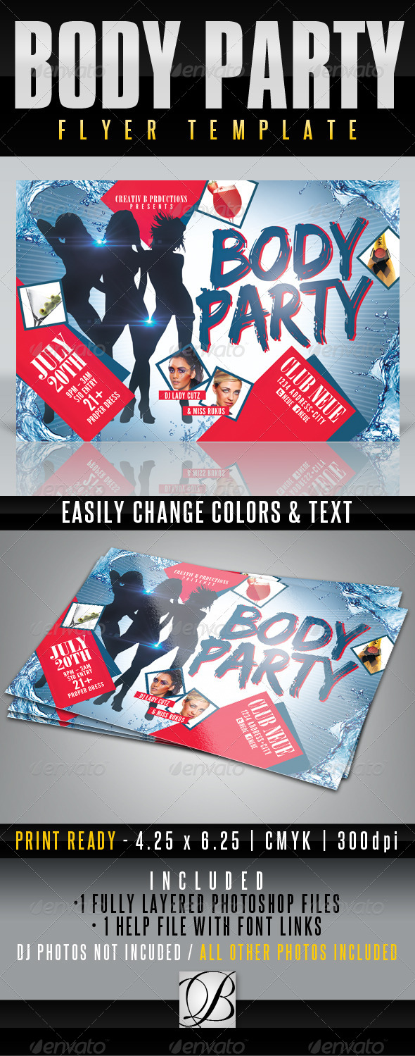 Body Party Flyer Template - Clubs & Parties Events