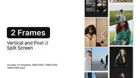 Split Screen Vertical and Post - Frames 2 Video Displays template preview