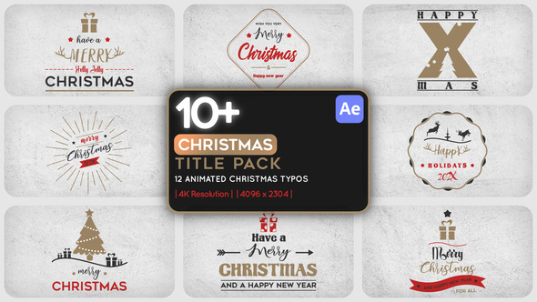 12 Christmas Title Pack 4k Titles template preview
