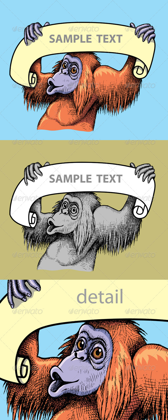 Orangutan Hand Drawn - Animals Characters