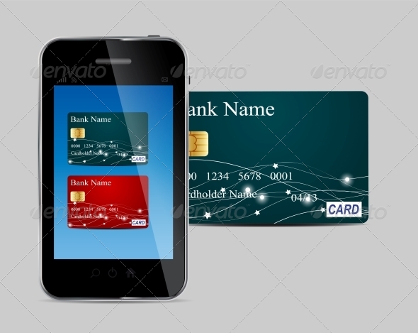 Credit Card and Phone Vector Illustration - Retail Commercial / Shopping