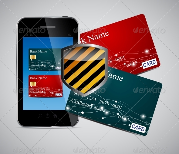 Credit Card and Phone Vector Illustration - Retail Commercial / Shopping