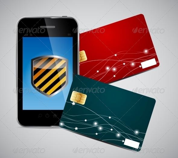 Credit Card and Phone Vector Illustration - Retail Commercial / Shopping