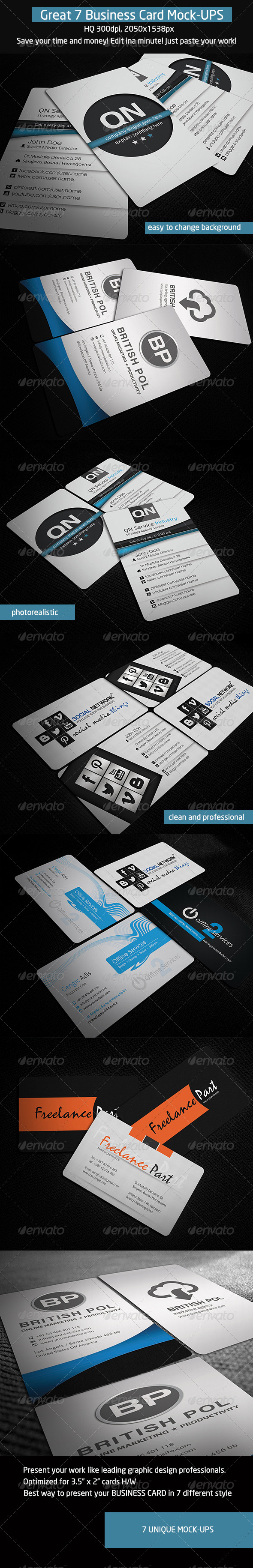 7 Business Card Mock-Ups - Business Cards Print